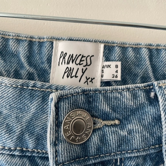 Princess Polly Cofield Patch Denim Mom Jeans High Waisted Size 4 - Picture 5 of 8